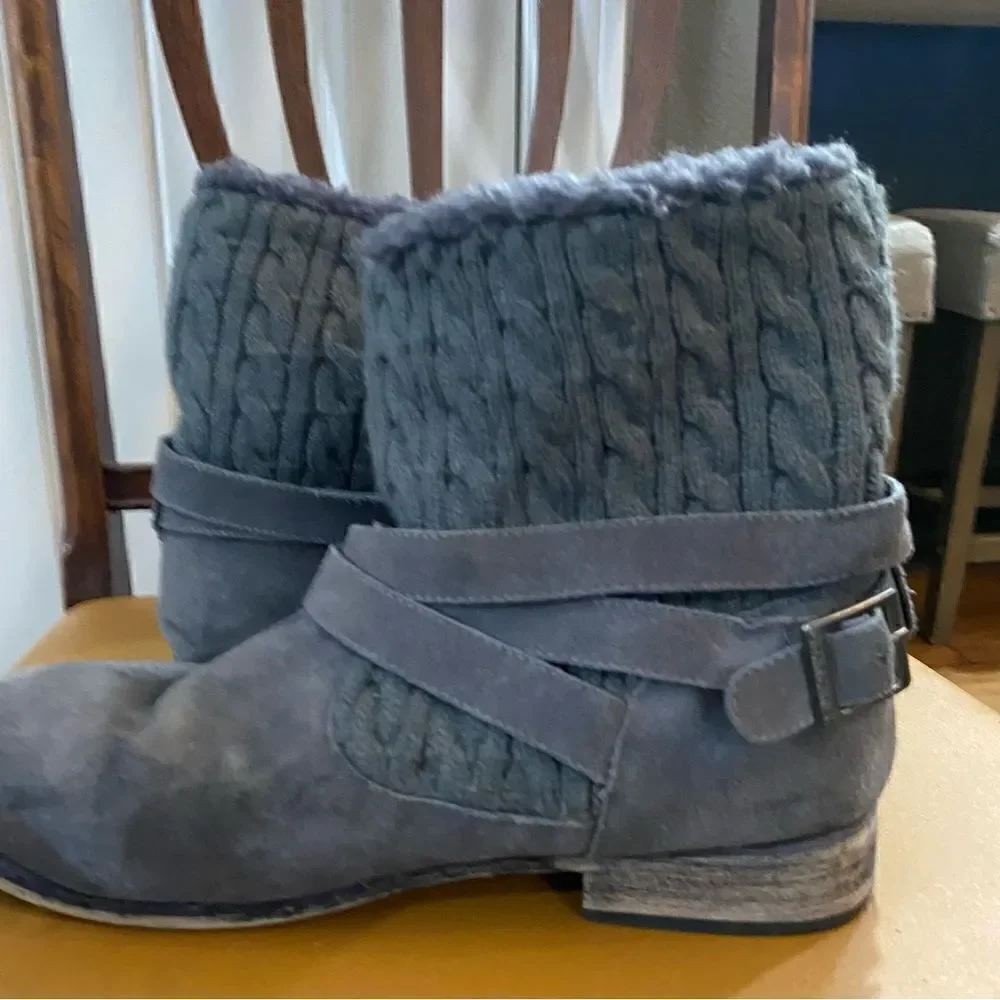 Bearpaw Shania Grey Suede Boots Shearling Lining